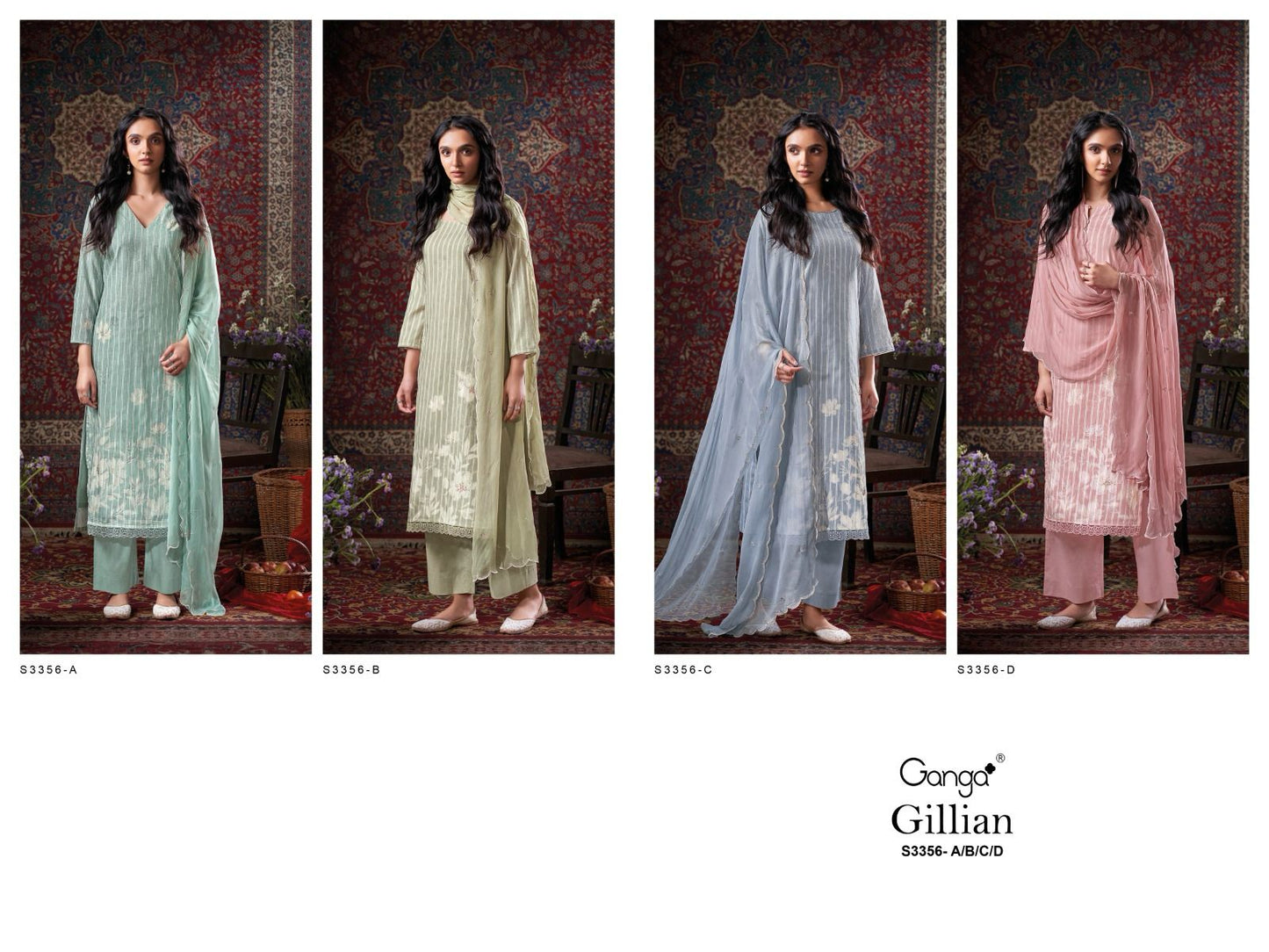 Gillian 3356 Ganga Premium Cotton Pant Style Suits Wholesale