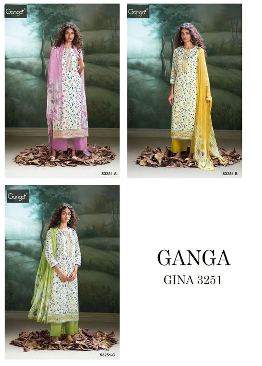 Gina 3251 Ganga Premium Cotton Pant Style Suits Supplier