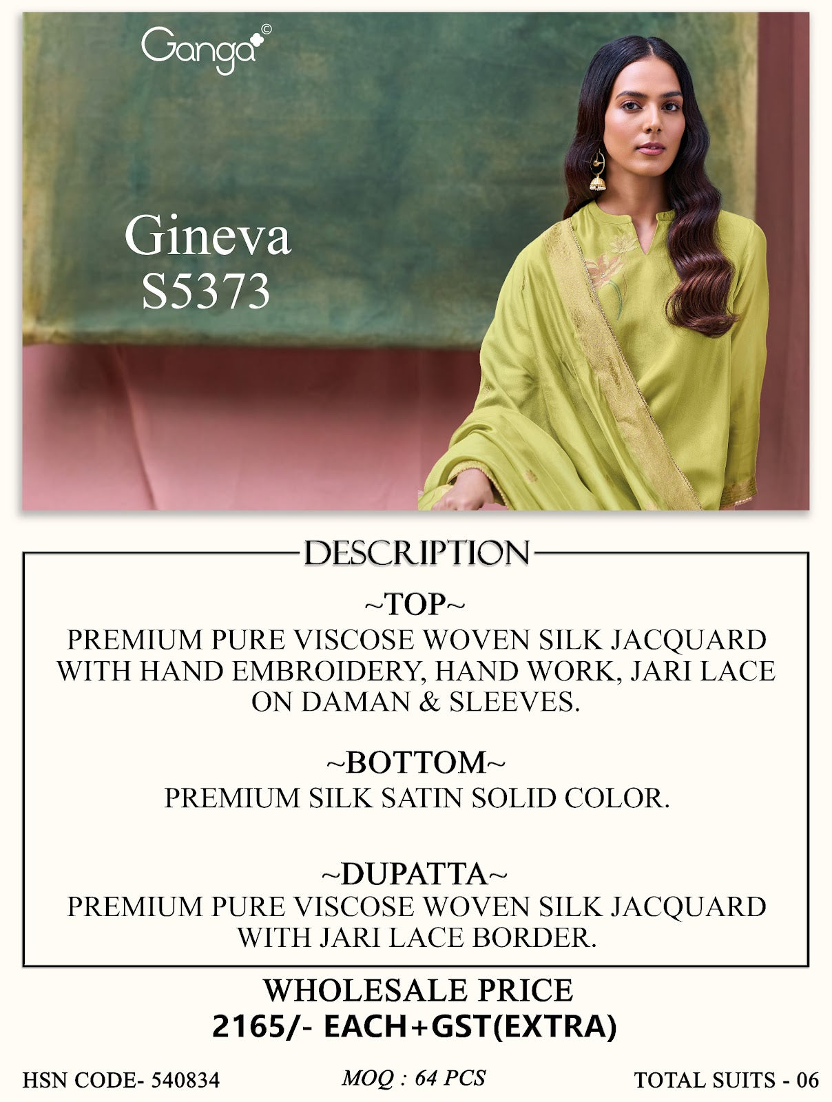 Gineva S5373 Ganga Woven Silk Pant Style Suits Exporter Ahmedabad