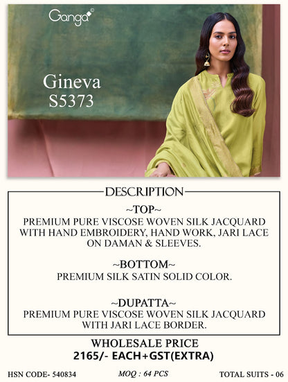 Gineva S5373 Ganga Woven Silk Pant Style Suits Exporter Ahmedabad