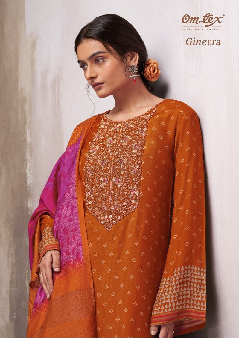 Ginevra Omtex Muslin Silk Pant Style Suits Wholesaler Gujarat