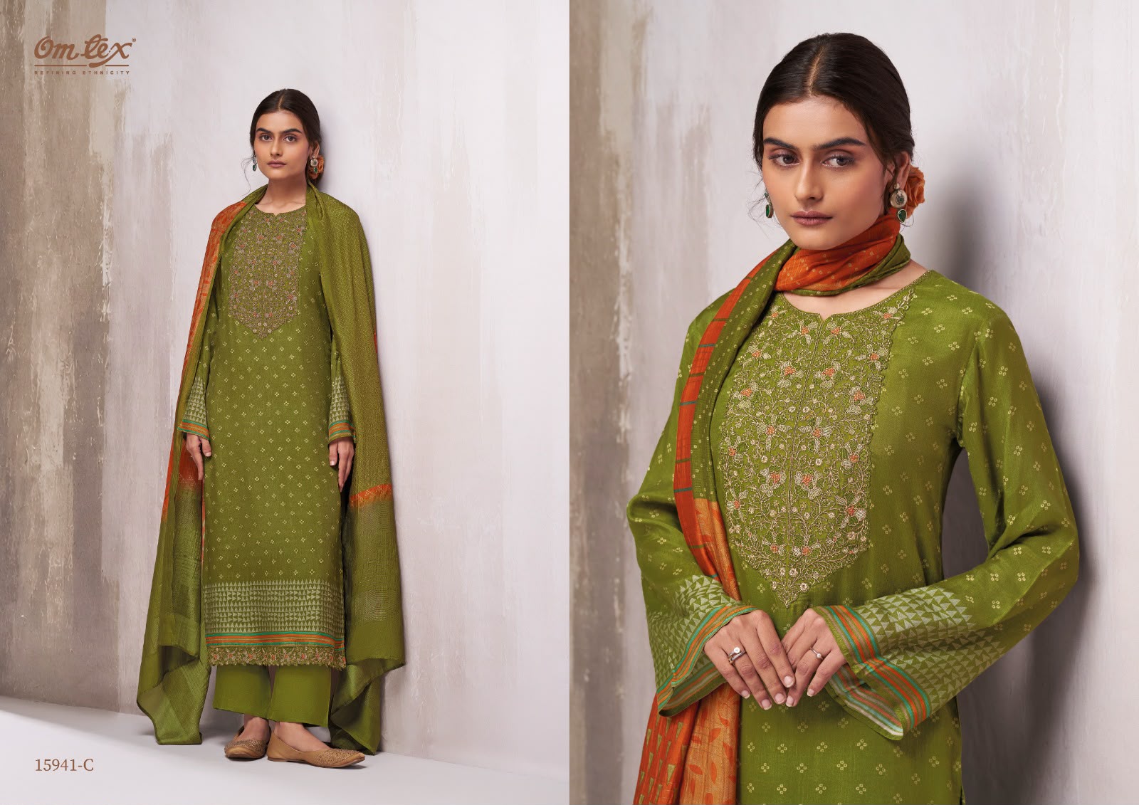 Ginevra Omtex Muslin Silk Pant Style Suits Wholesaler Gujarat
