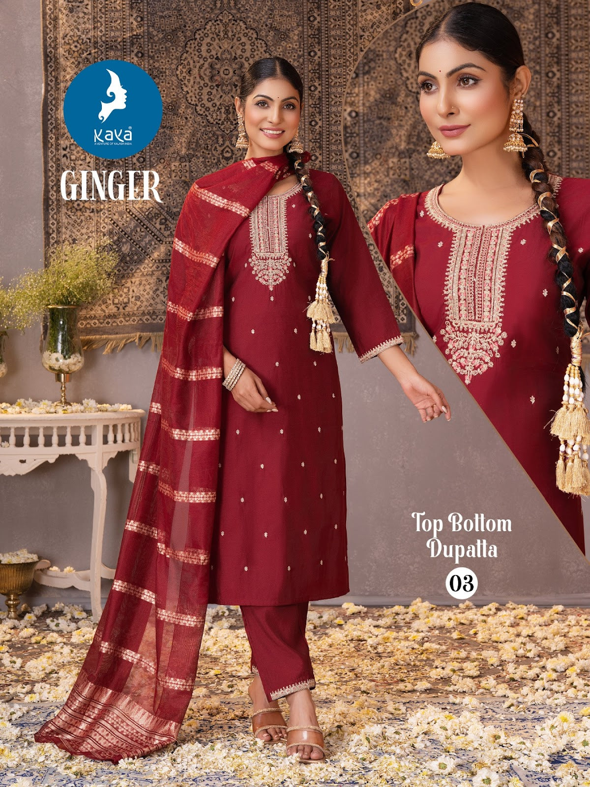 Ginger Kaya Roman Readymade Pant Style Suits Exporter Gujarat