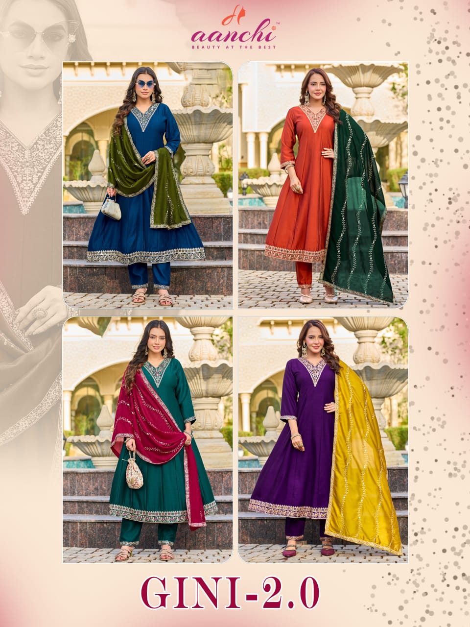 Gini 2.0 Aanchi Vichitra Silk Readymade Anarkali Suits Wholesale Price