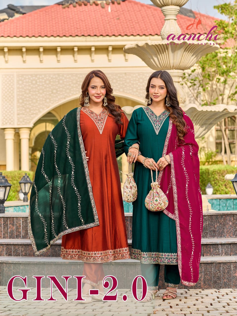 Gini 2.0 Aanchi Vichitra Silk Readymade Anarkali Suits Wholesale Price