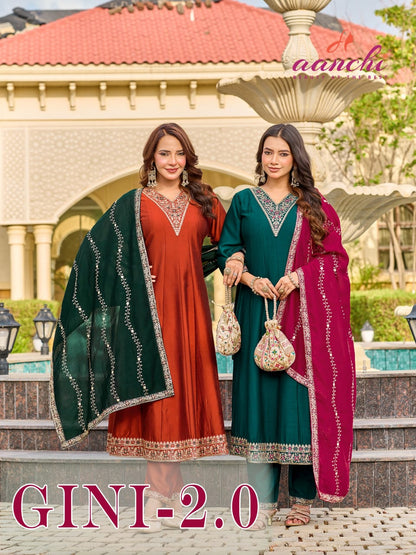 Gini 2.0 Aanchi Vichitra Silk Readymade Anarkali Suits Wholesale Price