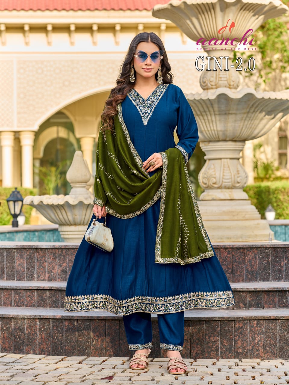 Gini 2.0 Aanchi Vichitra Silk Readymade Anarkali Suits Wholesale Price