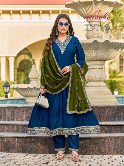 Gini 2.0 Aanchi Vichitra Silk Readymade Anarkali Suits Wholesale Price