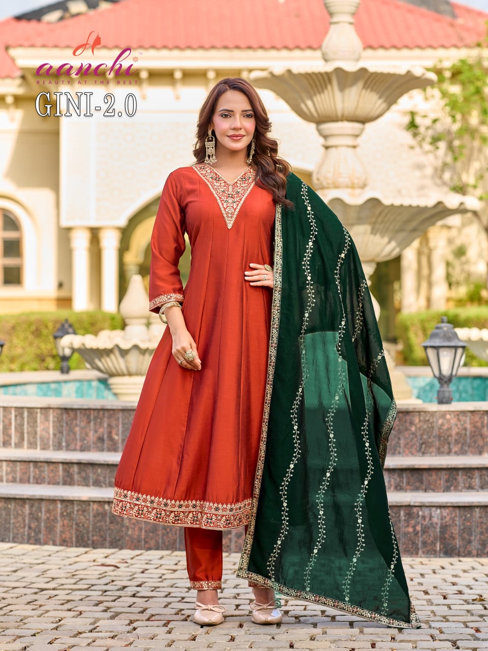 Gini 2.0 Aanchi Vichitra Silk Readymade Anarkali Suits Wholesale Price