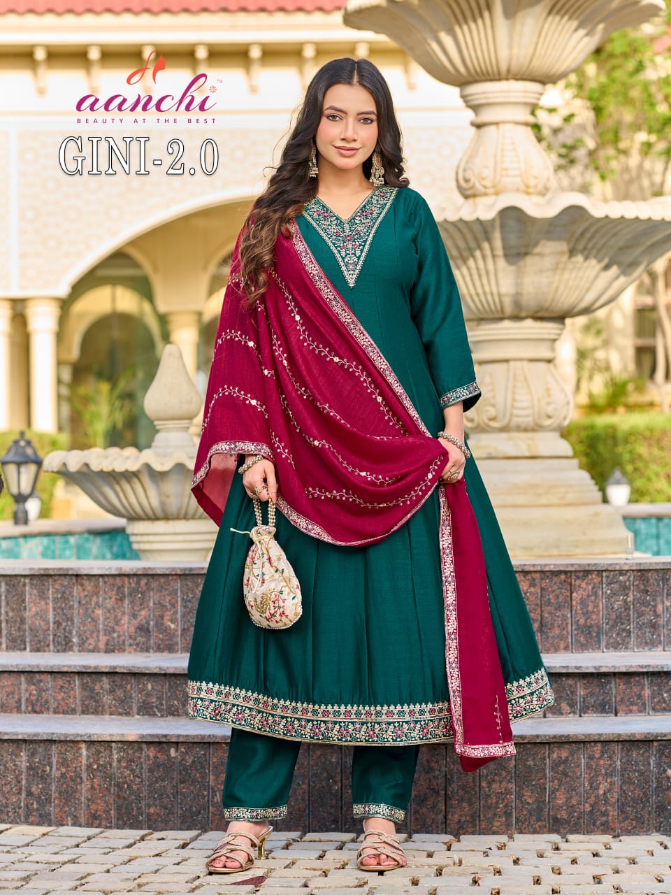 Gini 2.0 Aanchi Vichitra Silk Readymade Anarkali Suits Wholesale Price