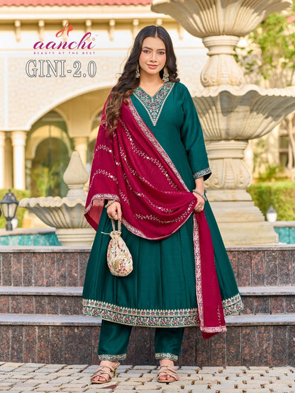 Gini 2.0 Aanchi Vichitra Silk Readymade Anarkali Suits Wholesale Price