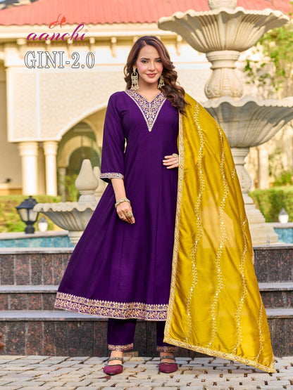 Gini 2.0 Aanchi Vichitra Silk Readymade Anarkali Suits Wholesale Price