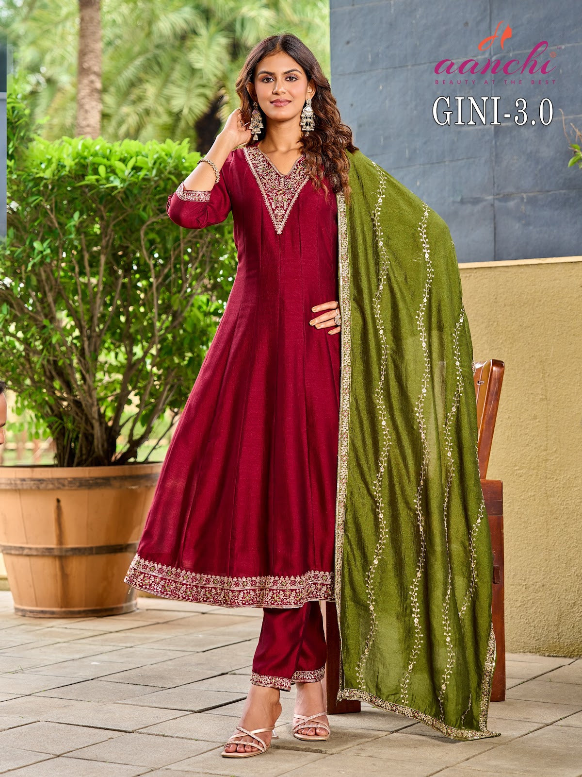 Gini 3.0 Aanchi Vichitra Silk Readymade Anarkali Suits Wholesaler