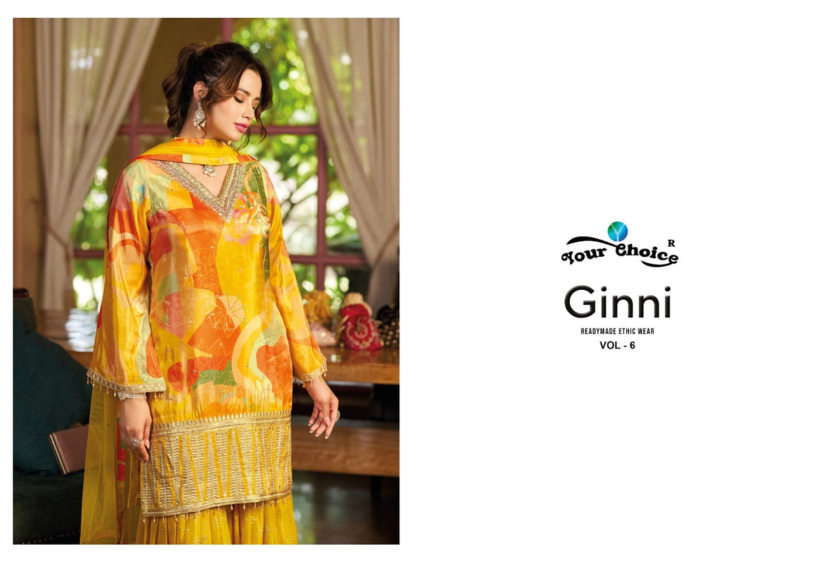 Ginni Vol 6 Your Choice Chinon Pakistani Readymade Suits Wholesaler India