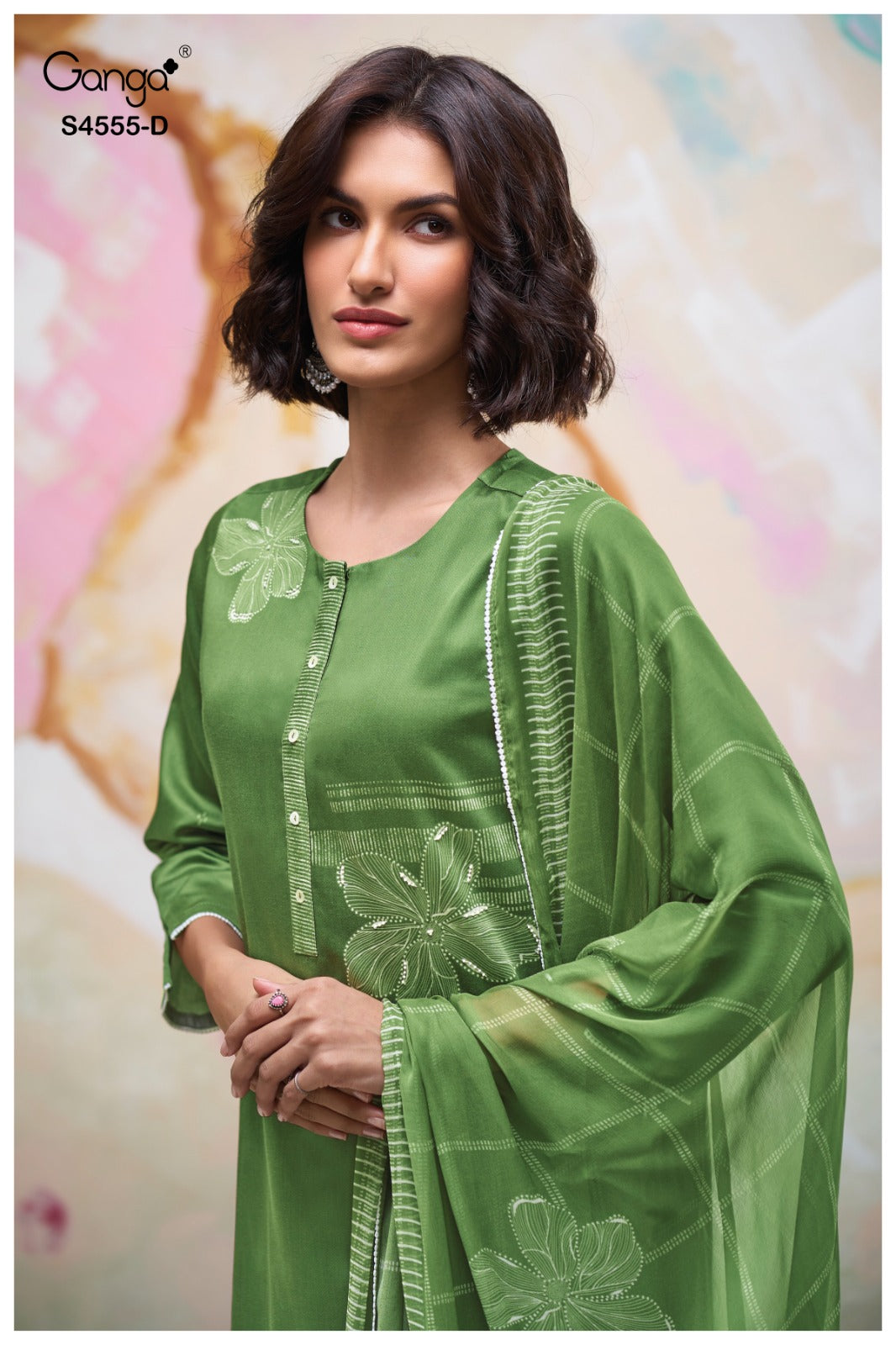 Gireya 4555 Ganga Cotton Satin Pant Style Suits Wholesale