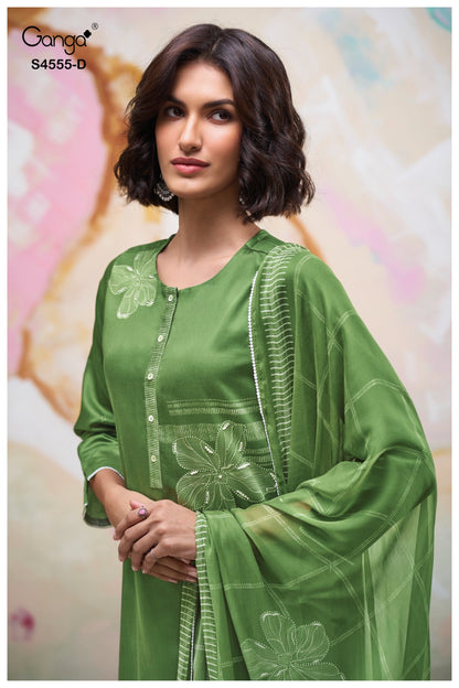 Gireya 4555 Ganga Cotton Satin Pant Style Suits Wholesale