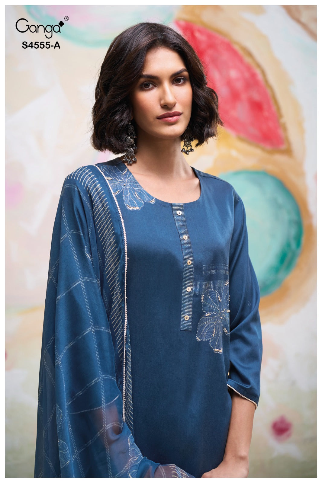Gireya 4555 Ganga Cotton Satin Pant Style Suits Wholesale