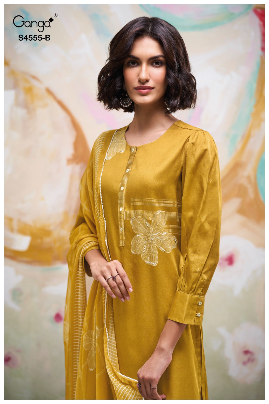 Gireya 4555 Ganga Cotton Satin Pant Style Suits Wholesale
