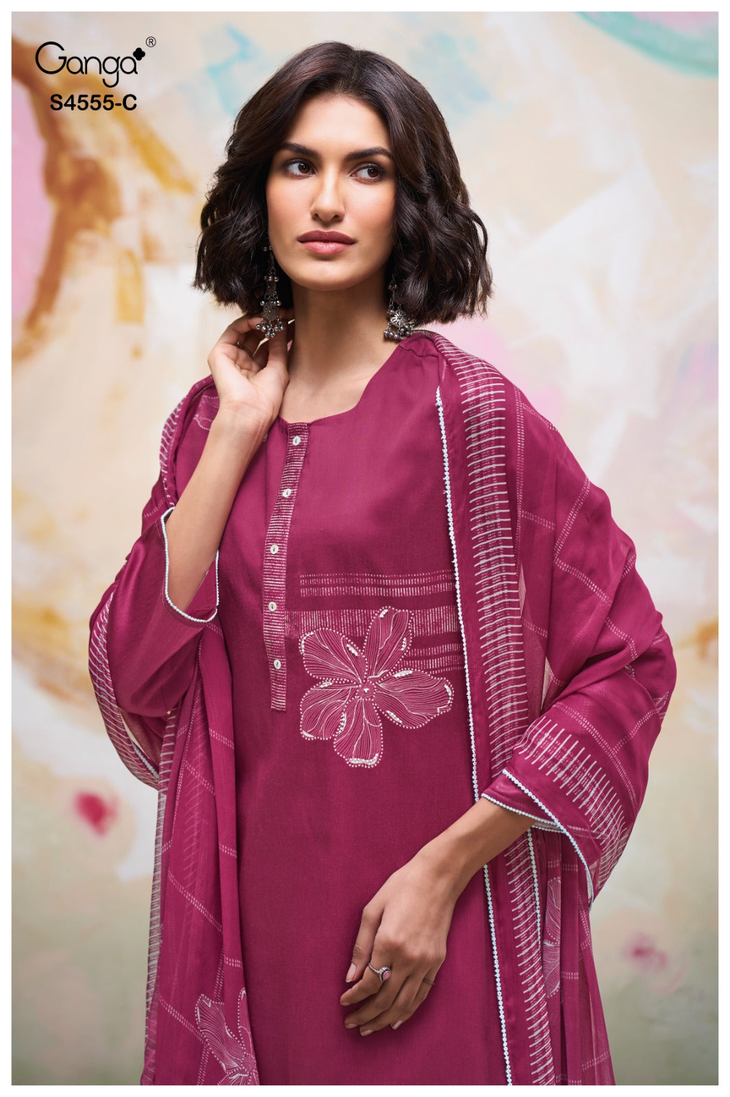 Gireya 4555 Ganga Cotton Satin Pant Style Suits Wholesale