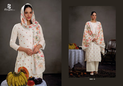 Girliee Sargam Prints Pure Linen Pant Style Suits Wholesaler