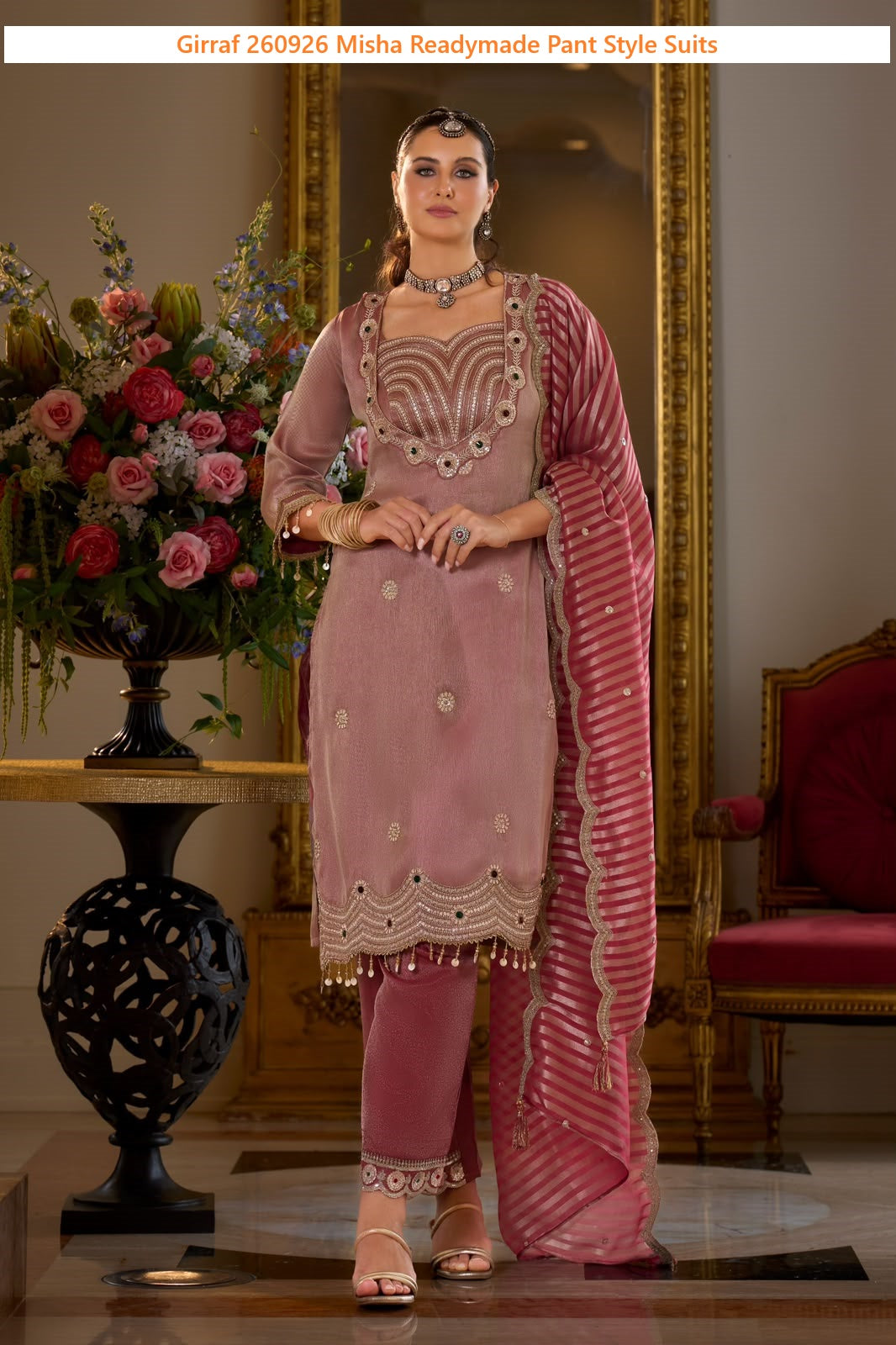 Girraf 260926 Misha Tissue Silk Readymade Pant Style Suits Supplier