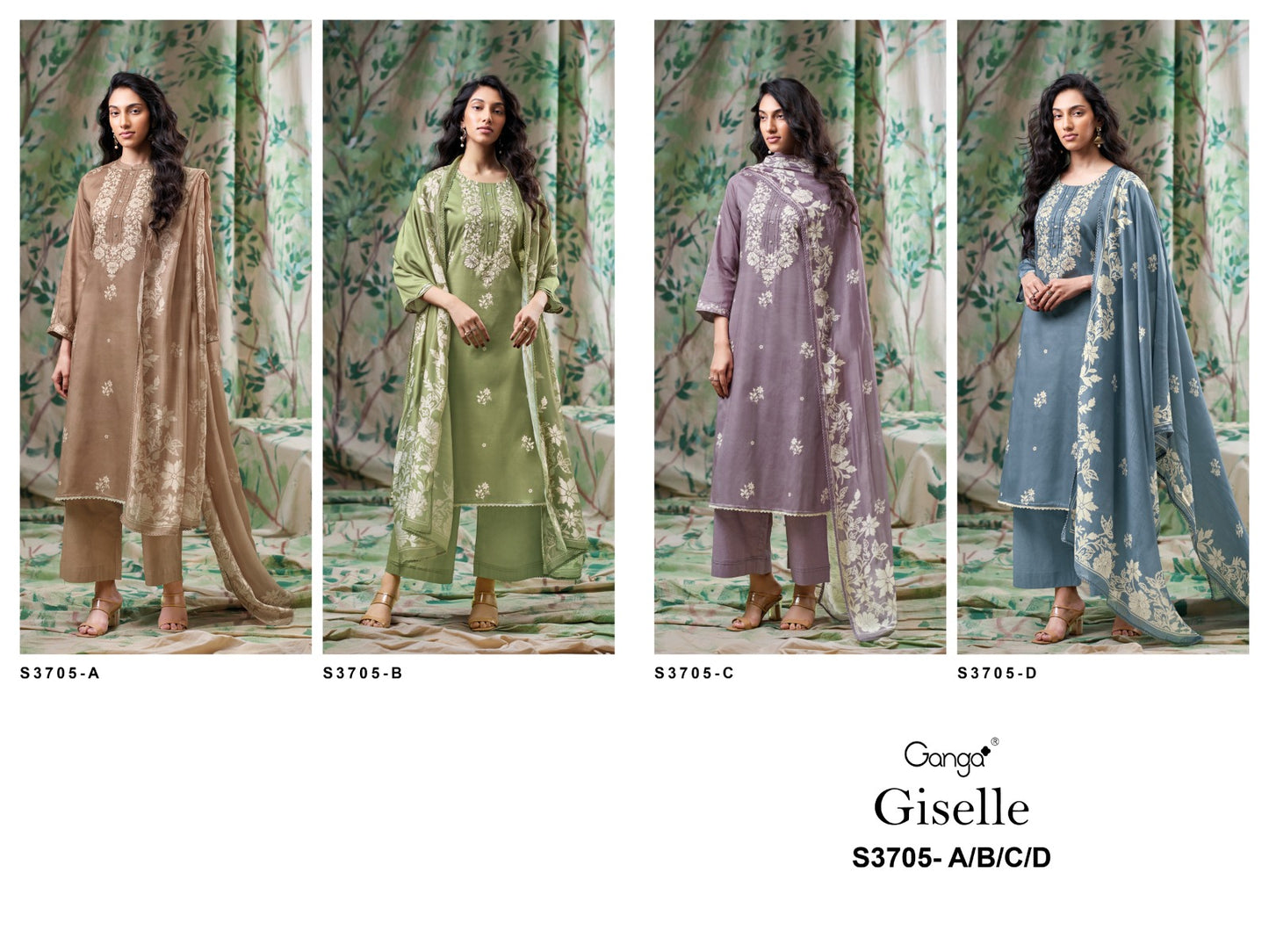 Giselle 3705 Ganga Premium Cotton Plazzo Style Suits Exporter
