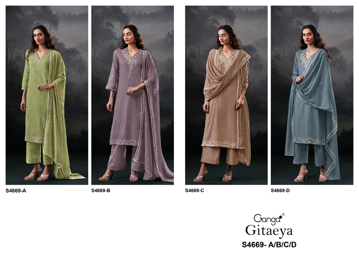 Gitaeya 4669 Ganga Bemberg Pant Style Suits Wholesaler Gujarat