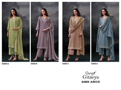 Gitaeya 4669 Ganga Bemberg Pant Style Suits Wholesaler Gujarat