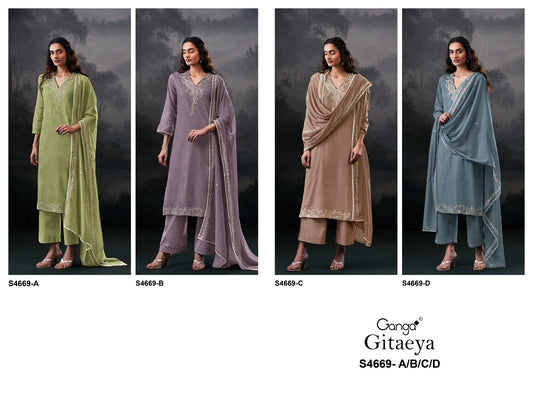 Gitaeya 4669 Ganga Bemberg Pant Style Suits Wholesaler Gujarat