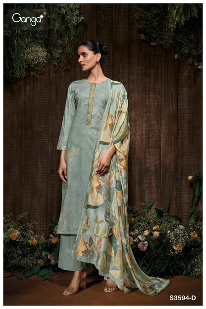 Gitali 3594 Ganga Premium Cotton Plazzo Style Suits Wholesaler Ahmedabad