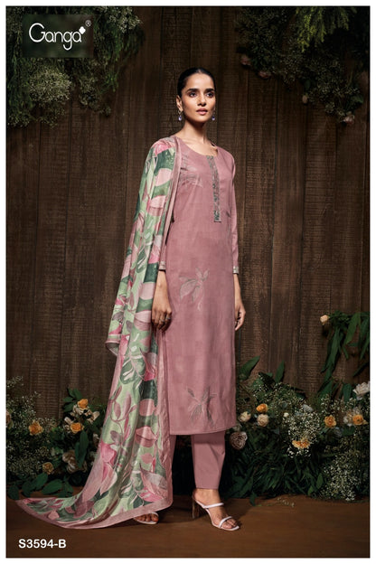 Gitali 3594 Ganga Premium Cotton Plazzo Style Suits Wholesaler Ahmedabad