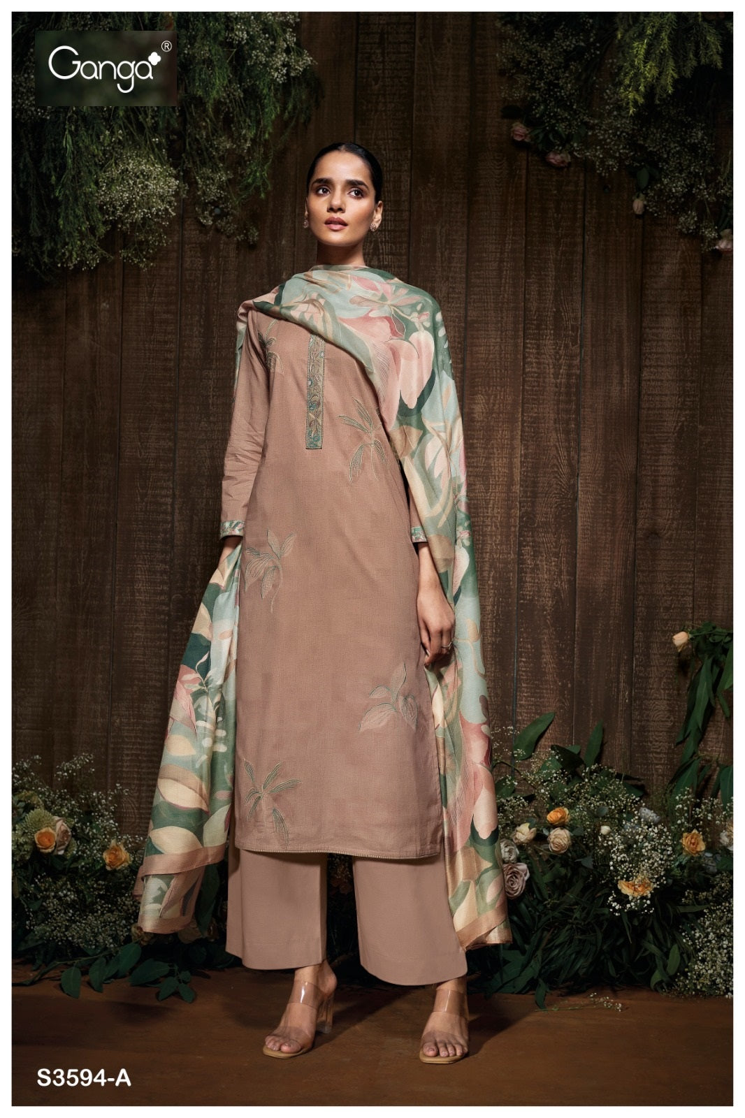 Gitali 3594 Ganga Premium Cotton Plazzo Style Suits Wholesaler Ahmedabad