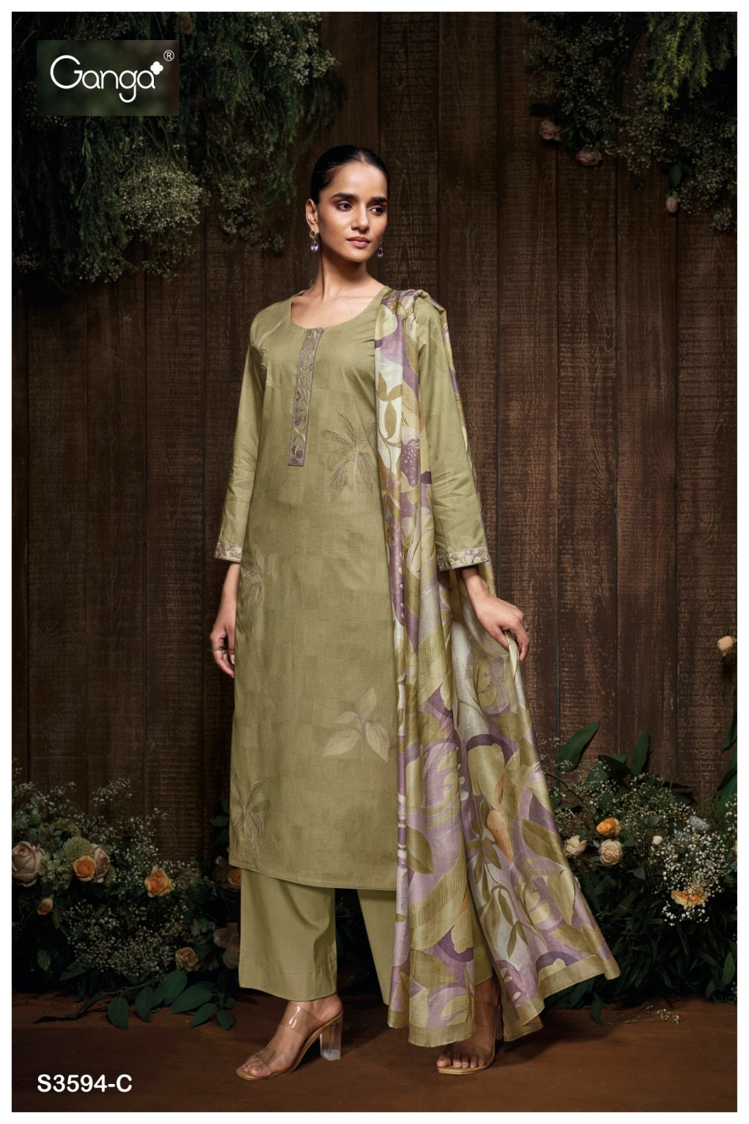 Gitali 3594 Ganga Premium Cotton Plazzo Style Suits Wholesaler Ahmedabad
