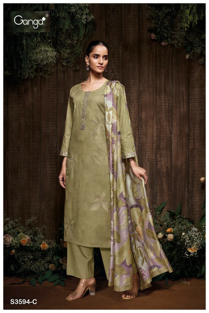 Gitali 3594 Ganga Premium Cotton Plazzo Style Suits Wholesaler Ahmedabad