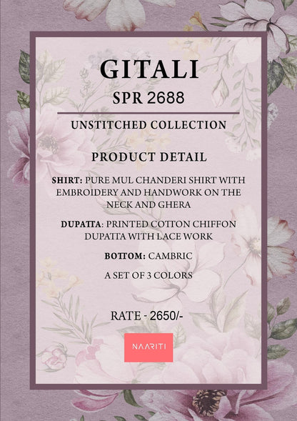 Gitali Naariti Mul Chanderi Pant Style Suits Supplier