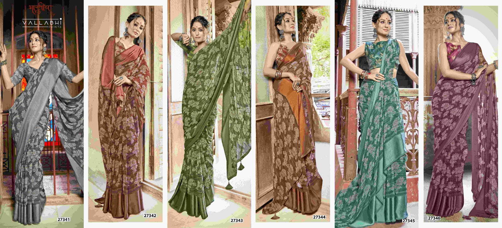 Gitanshi Vol 2 Vallabhi Prints Georgette Sarees Supplier Ahmedabad