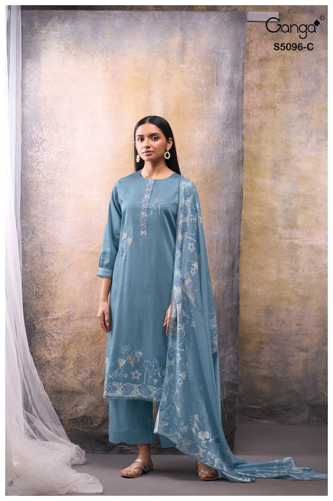 Gitisha S5096 Ganga Cotton Satin Plazzo Style Suits Supplier Ahmedabad