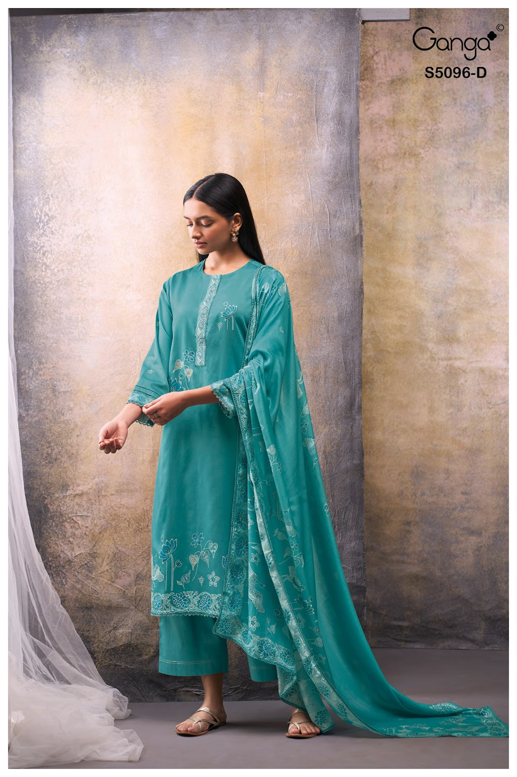 Gitisha S5096 Ganga Cotton Satin Plazzo Style Suits Supplier Ahmedabad