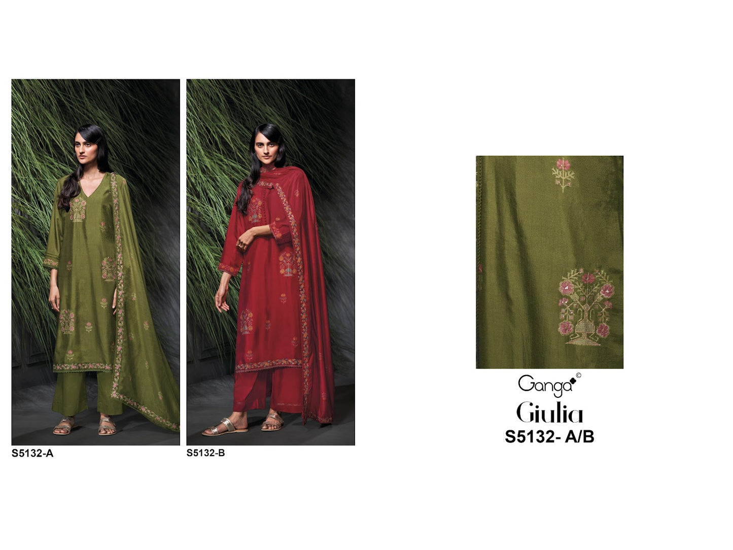 Giulia S5132 Ganga Russian Silk Pant Style Suits Wholesaler India