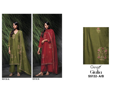 Giulia S5132 Ganga Russian Silk Pant Style Suits Wholesaler India