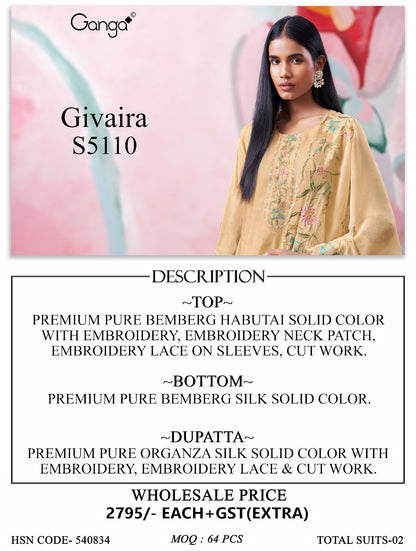 Givaira S5110 Ganga Habutai Pant Style Suits Exporter Ahmedabad