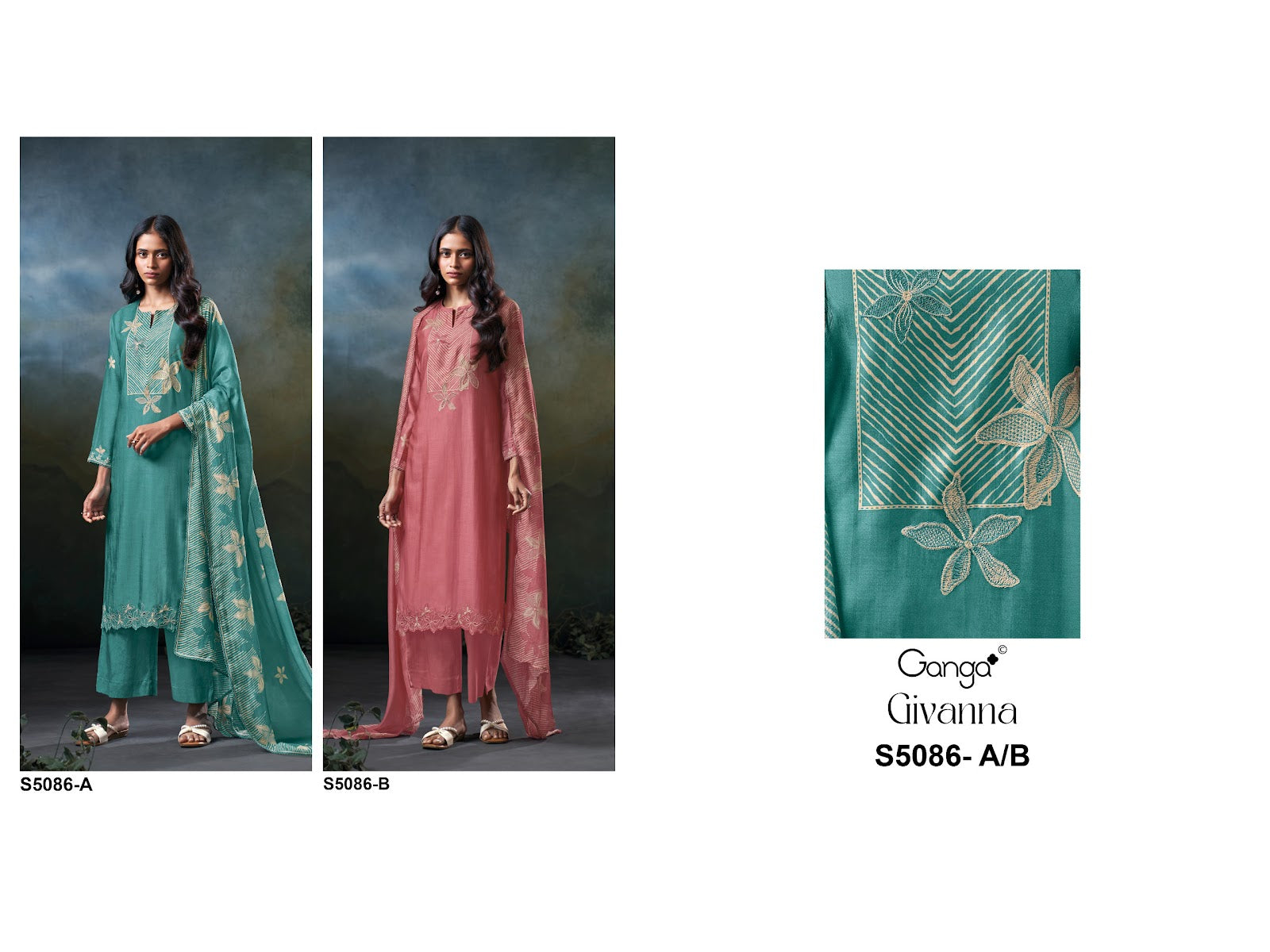 Givanna S5086 Ganga Bemberg Silk Pant Style Suits Wholesale Price