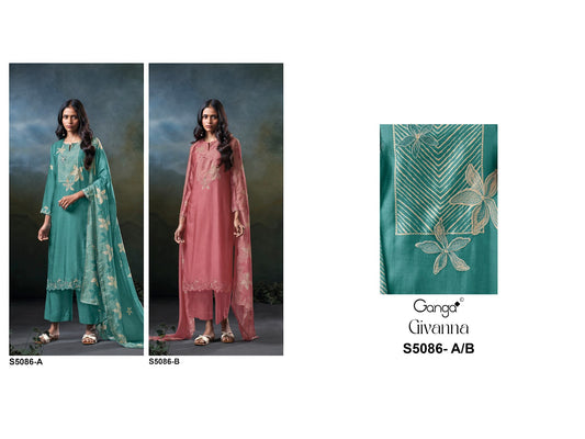 Givanna S5086 Ganga Bemberg Silk Pant Style Suits Wholesale Price