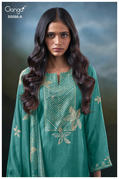 Givanna S5086 Ganga Bemberg Silk Pant Style Suits Wholesale Price