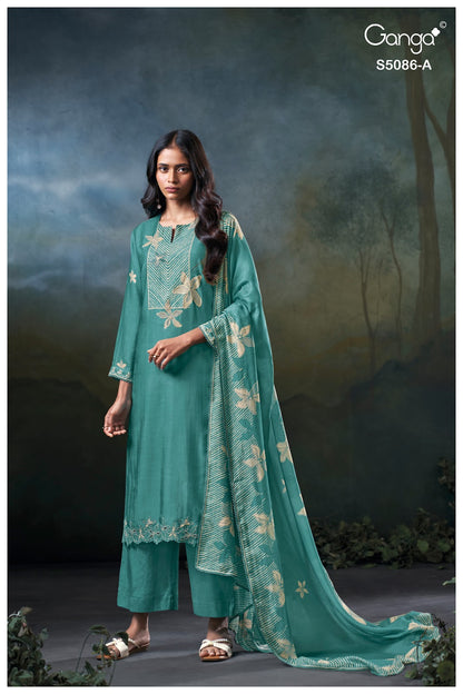 Givanna S5086 Ganga Bemberg Silk Pant Style Suits Wholesale Price