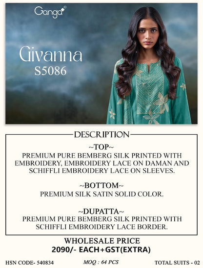 Givanna S5086 Ganga Bemberg Silk Pant Style Suits Wholesale Price