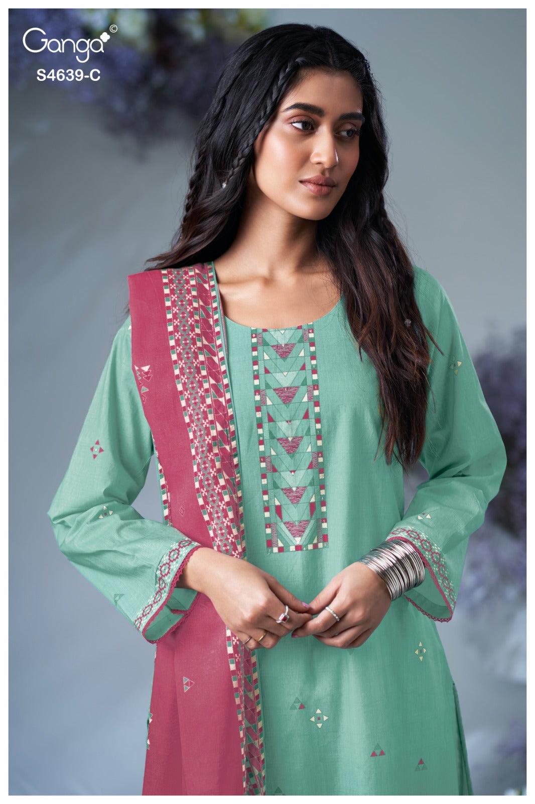 Giyana S4639 Ganga Cotton Pant Style Suits Wholesaler Ahmedabad