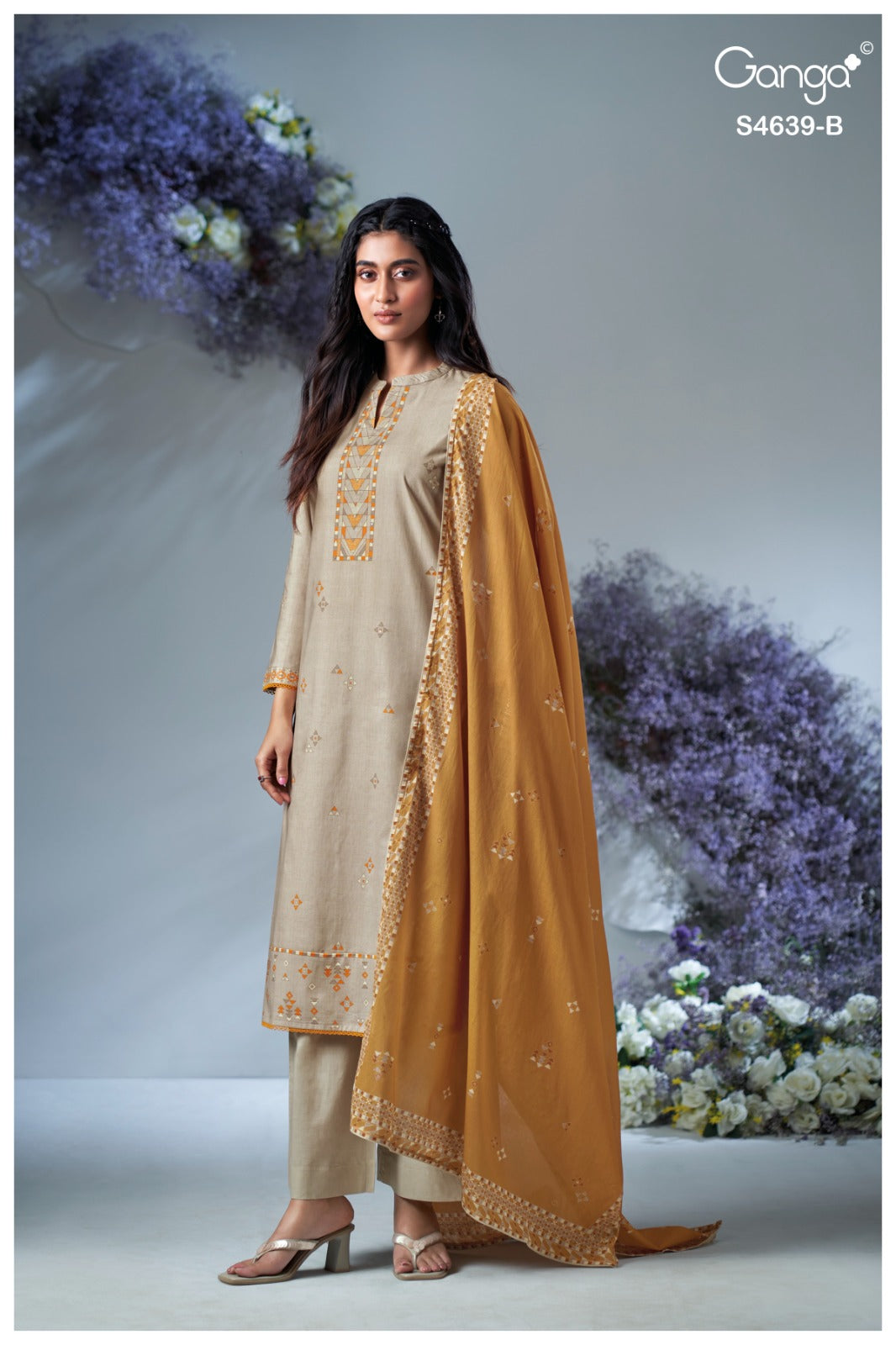 Giyana S4639 Ganga Cotton Pant Style Suits Wholesaler Ahmedabad