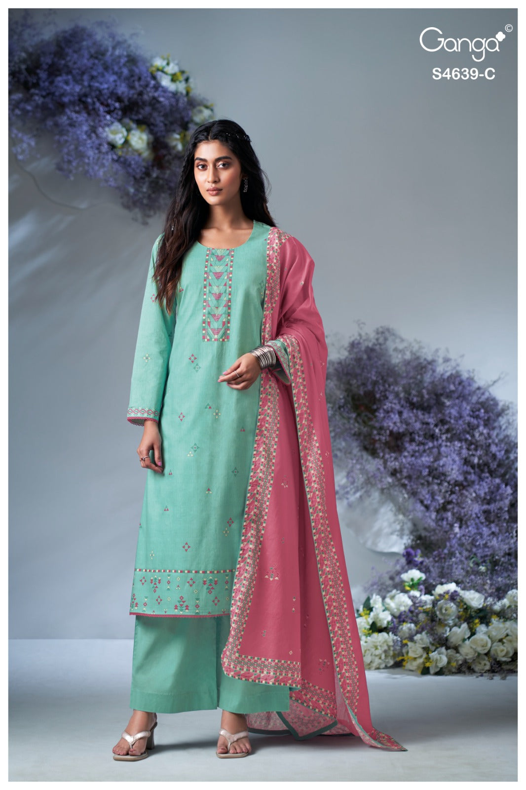 Giyana S4639 Ganga Cotton Pant Style Suits Wholesaler Ahmedabad