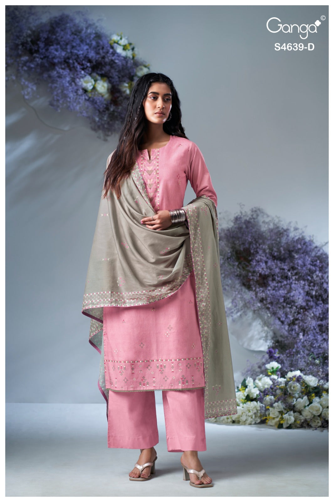 Giyana S4639 Ganga Cotton Pant Style Suits Wholesaler Ahmedabad